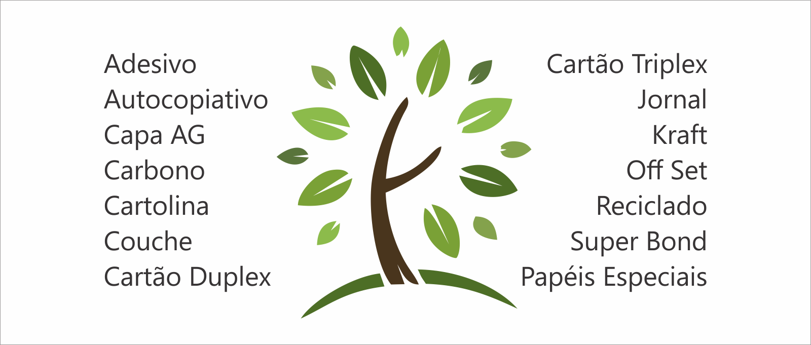 Imagem com o logo da Nova Futuro Papéis e os principais papéis comercializados